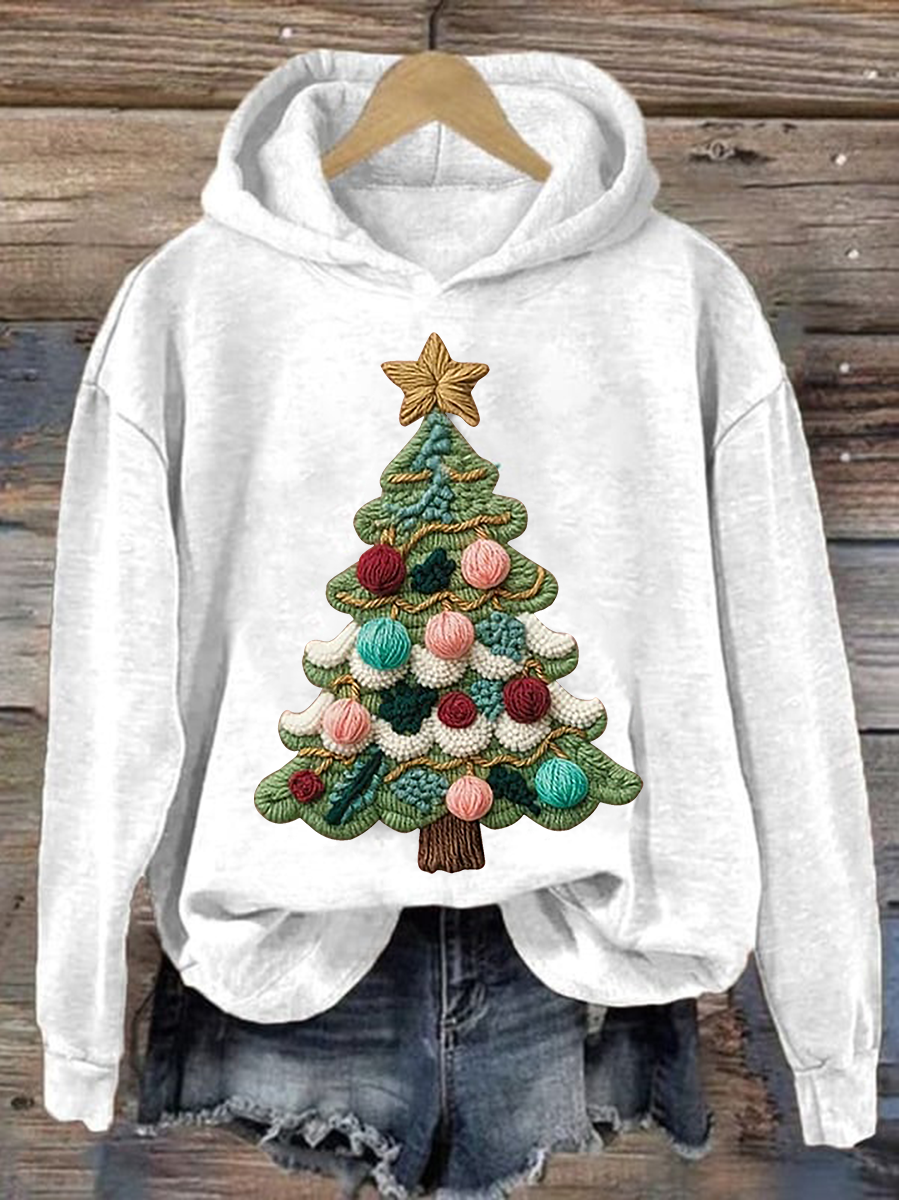 Women's Christmas tree print Regular Sweatshirt