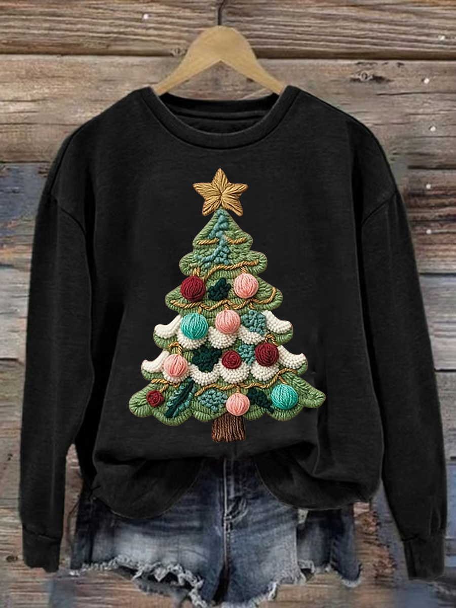 Women's Christmas tree print Regular Sweatshirt