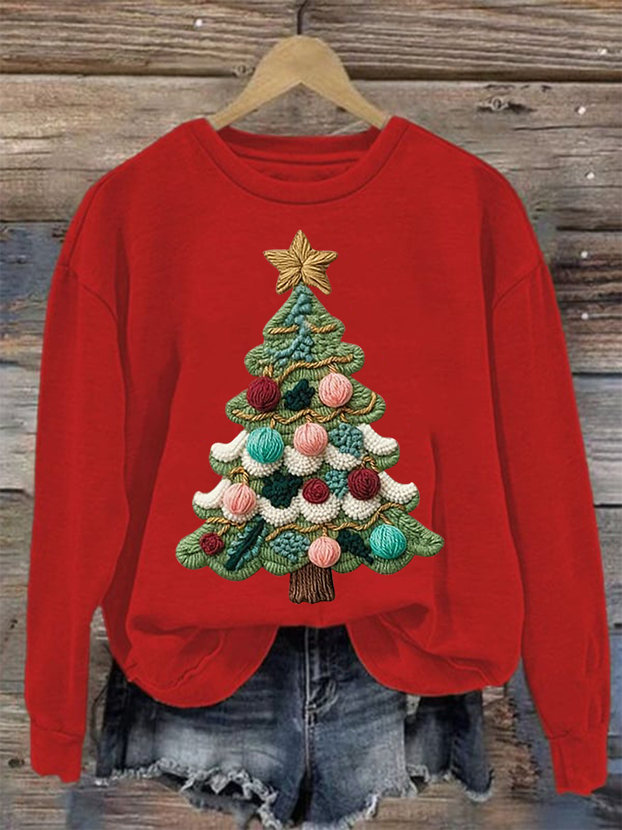 Women's Christmas tree print Regular Sweatshirt
