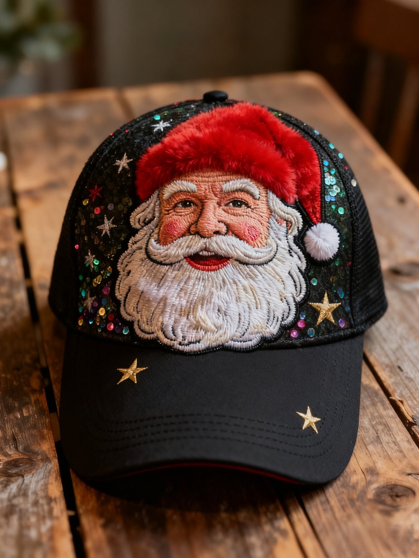 Retro Christmas Sequined Santa Claus Abstract Print Casua Cap