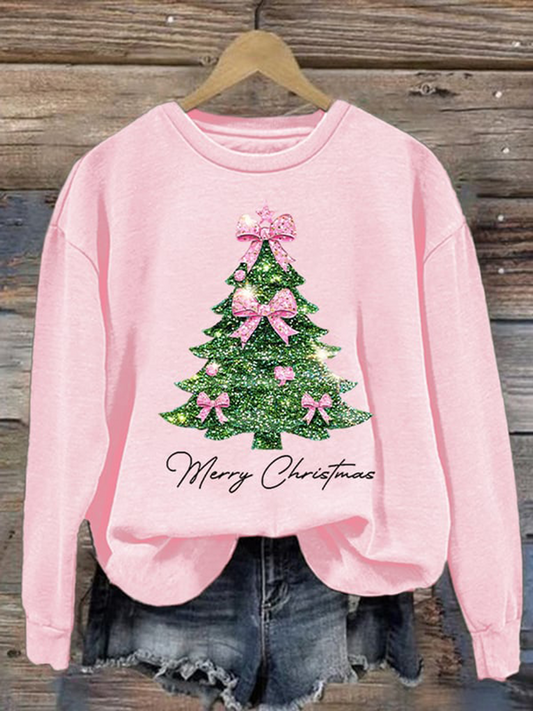 Women's Christmas tree print Regular Sweatshirt