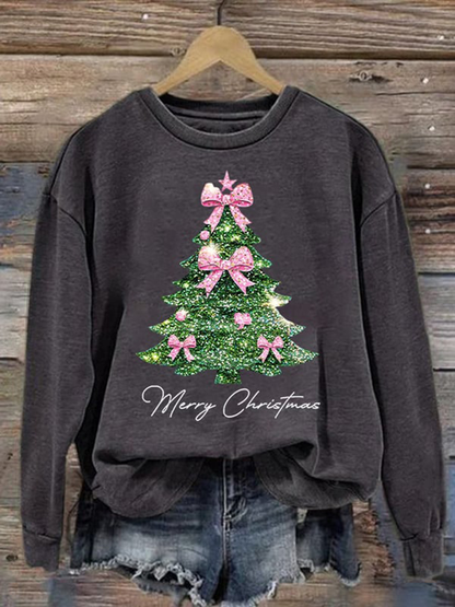 Women's Christmas tree print Regular Sweatshirt