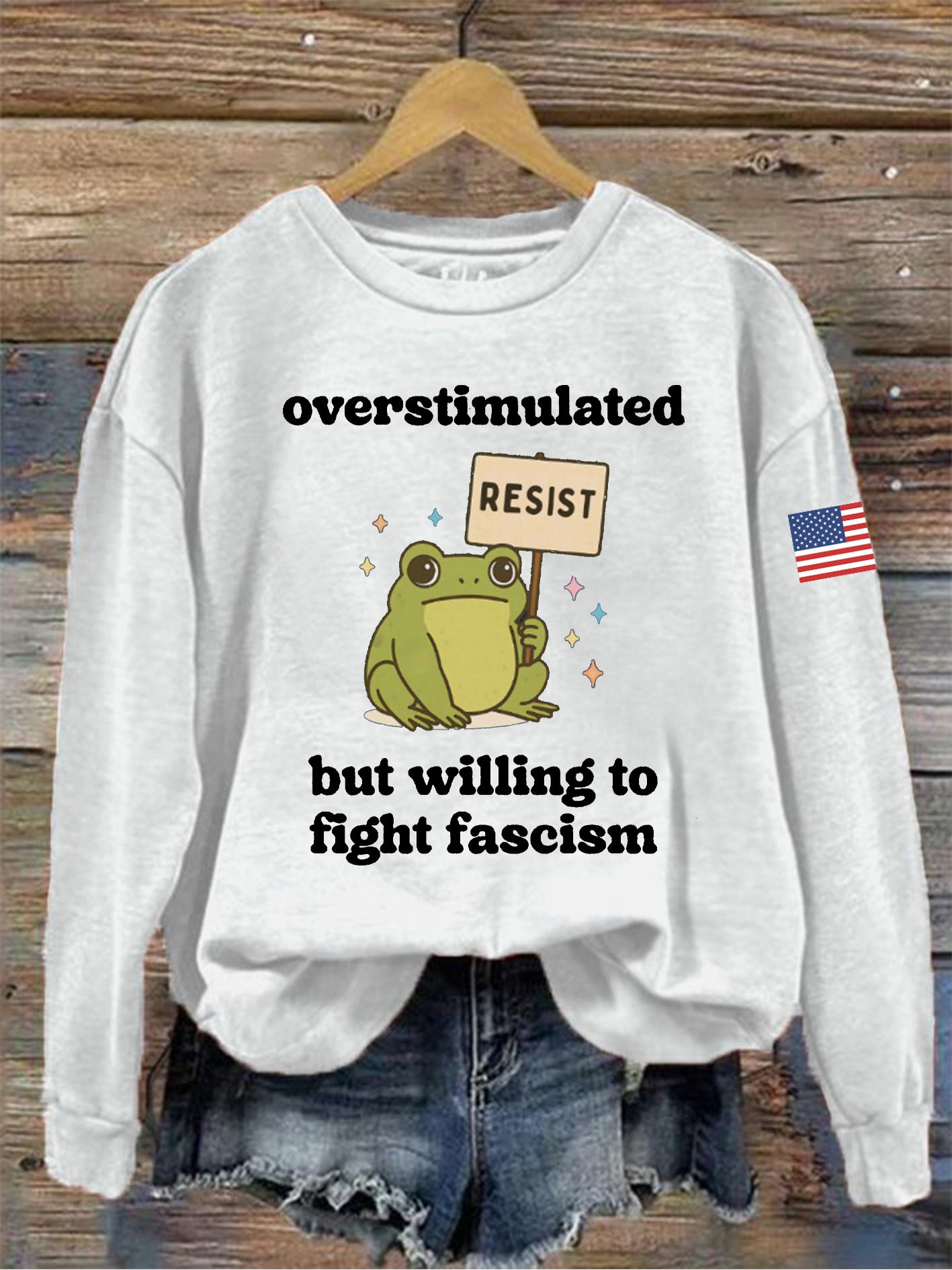Women's Retro Resist Frog Print Sweatshirt