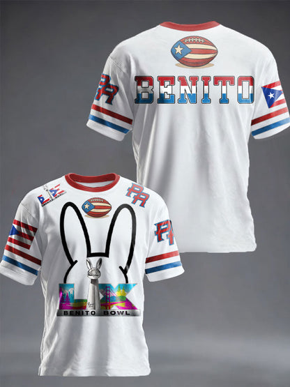 Unisex Bunny Football Music Lover Printed T-shirt