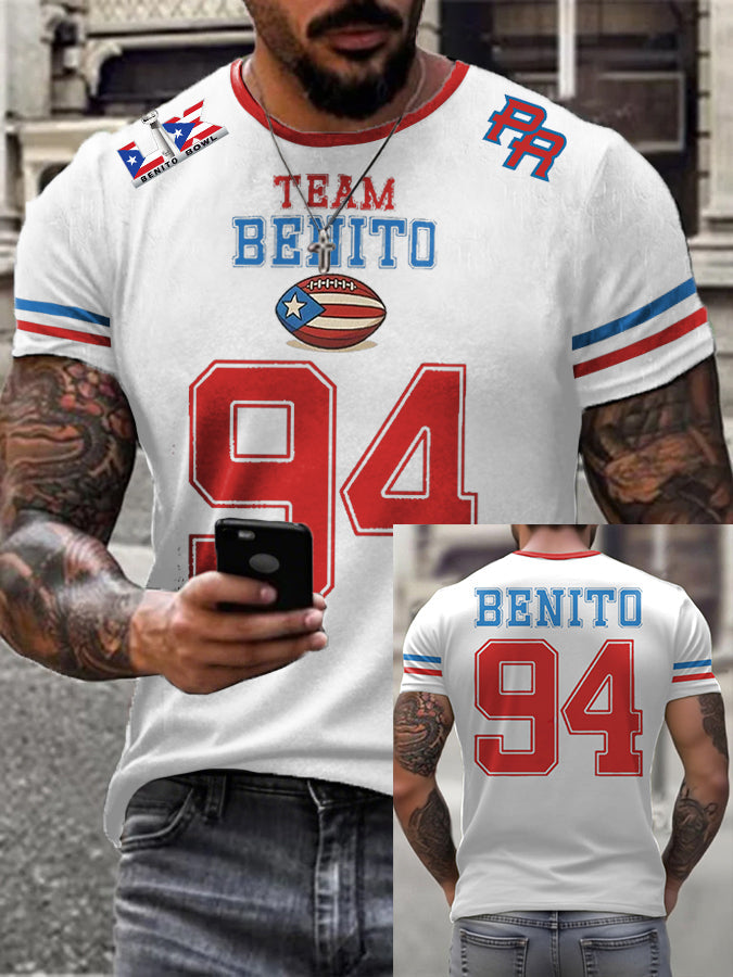 Men's Bunny Football Music Lover Printed T-shirt