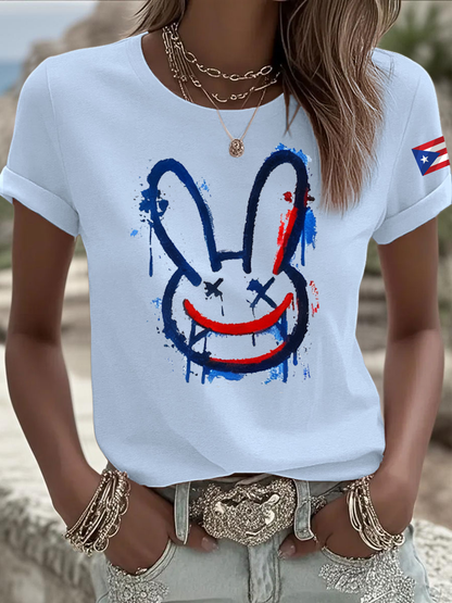Women's Bad Bunny Iron On Short Sleeve T-Shirt