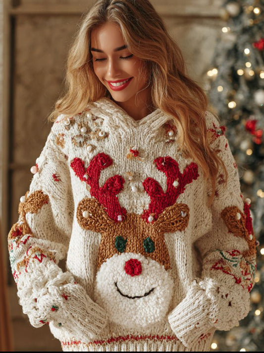Women's Vintage Christmas Elk Knitted Sweater