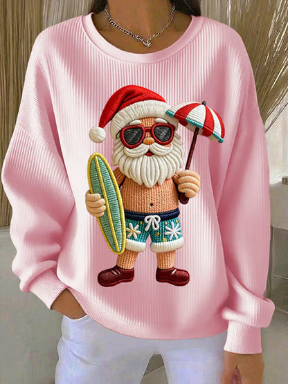 Women's Vintage Holiday Santa Claus Print Casual Sweatshirt