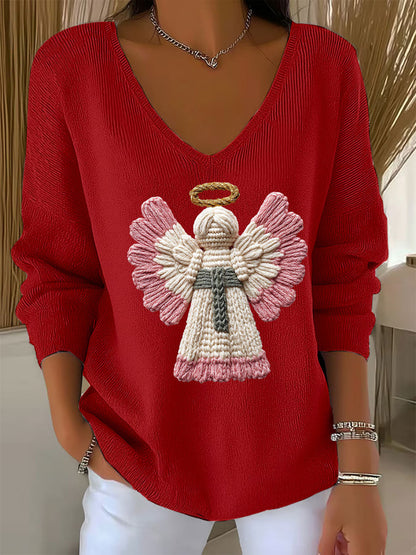 Women's Christmas Angel Print Casual Top