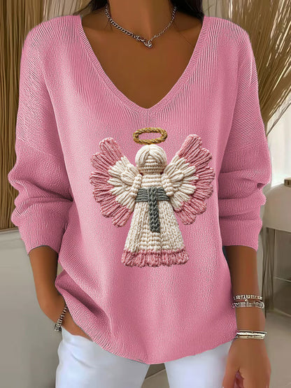 Women's Christmas Angel Print Casual Top