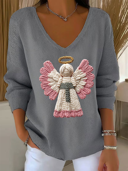 Women's Christmas Angel Print Casual Top