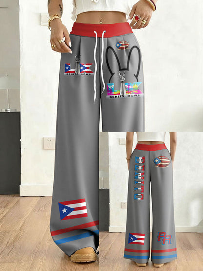 Women's Bunny Football Music Lover Printed Pants