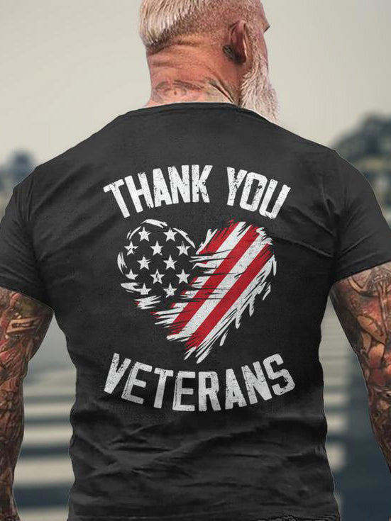 Vintage Veterans Day Thank You, Veterans Print Casual Cotton Short Sleeve T-Shirt