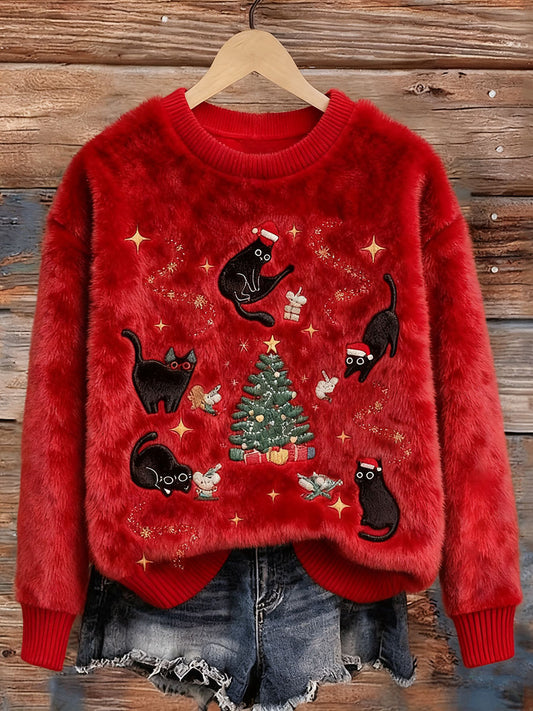 Women's Christmas black cats sweatshirts