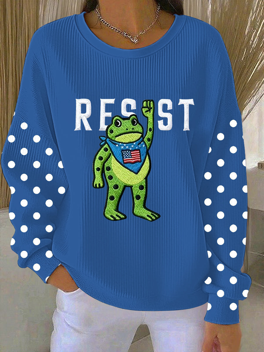 Women's Portland Frog Resist Ribbed Round-Neck Sweatshirt