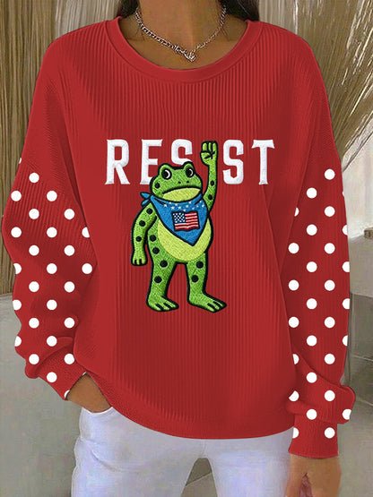 Women's Portland Frog Resist Ribbed Round-Neck Sweatshirt