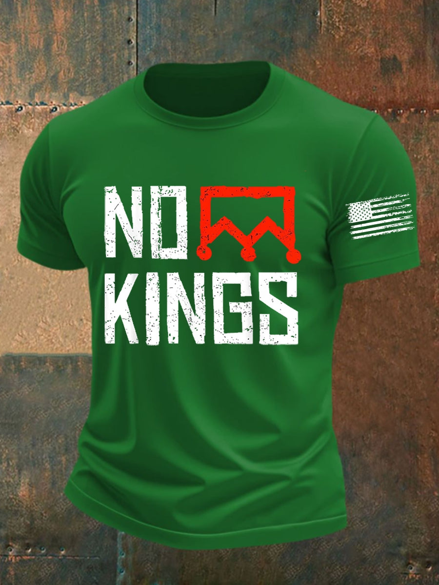 Men's No Kings Protest Sign AntiTrump T-shirt