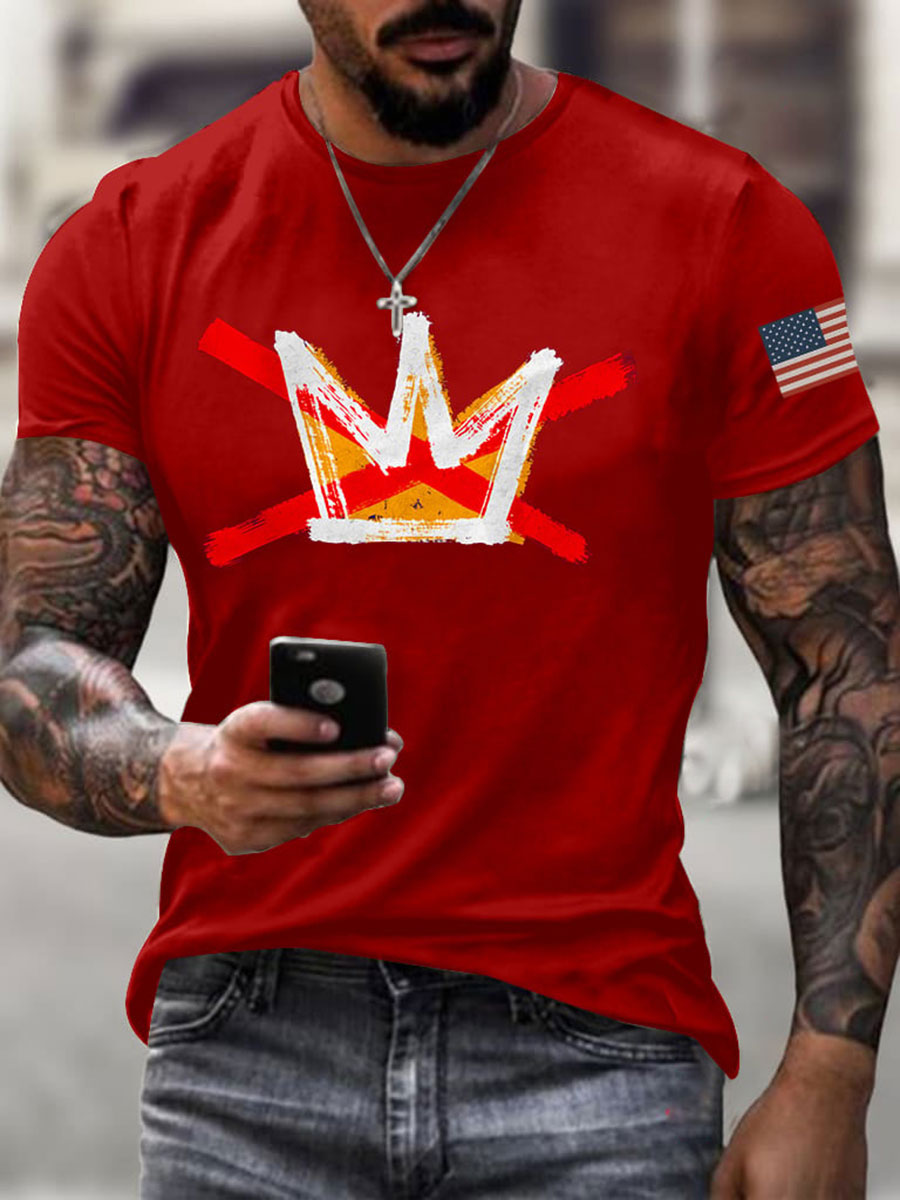Men's No Kings Printed Casual T-shirt