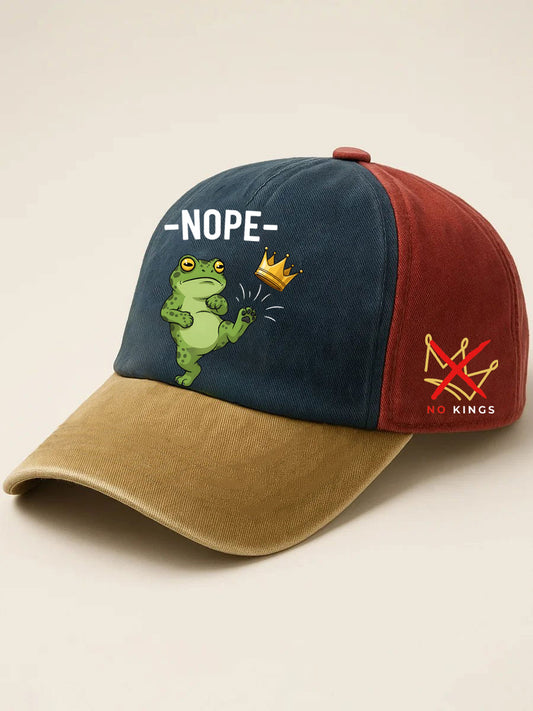 Unisex No Kings In America Frog Protest Print Hat