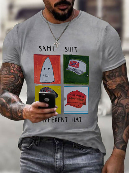 Men's Same Shit Different Hat Printed Casual T-shirt