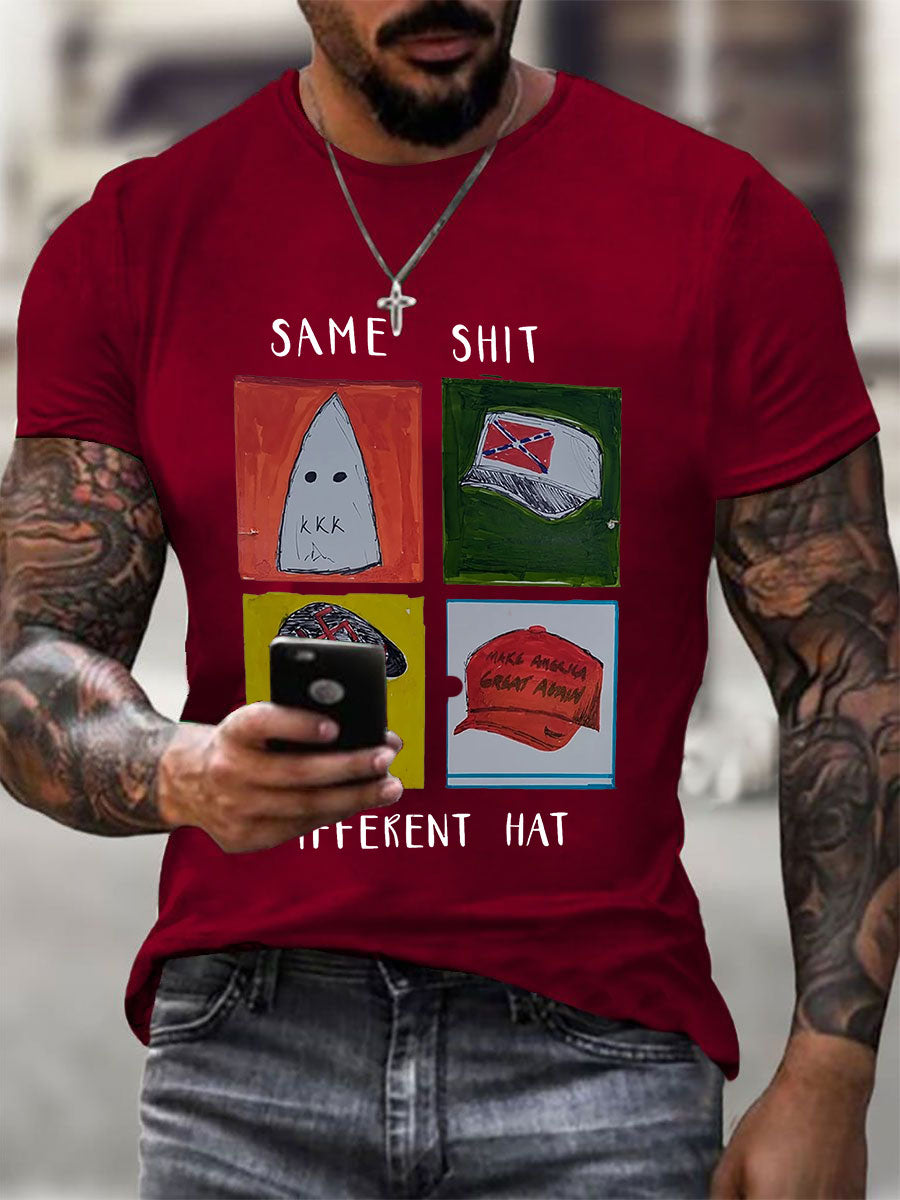 Men's Same Shit Different Hat Printed Casual T-shirt