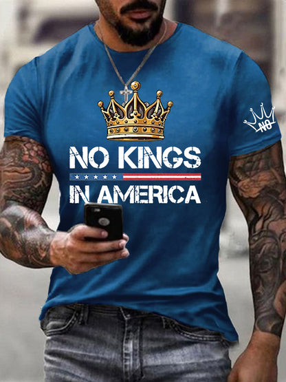 Men's No Kings In America Print Short Sleeve T-shirt