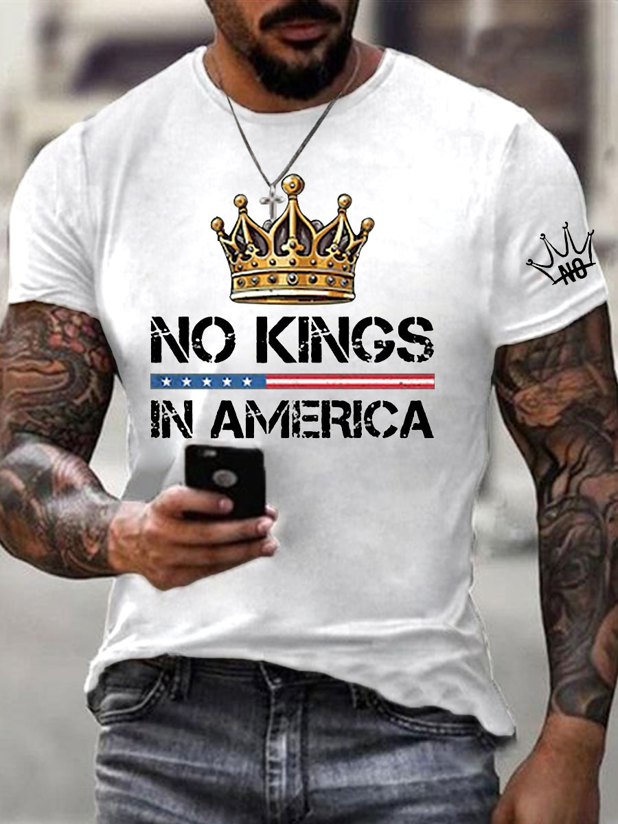 Men's No Kings In America Print Short Sleeve T-shirt