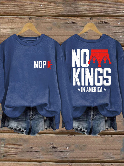 Women's No Kings Printed Casual Sweatshirt