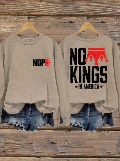 Women's No Kings Printed Casual Sweatshirt