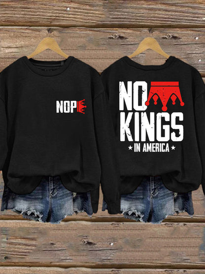 Women's No Kings Printed Casual Sweatshirt
