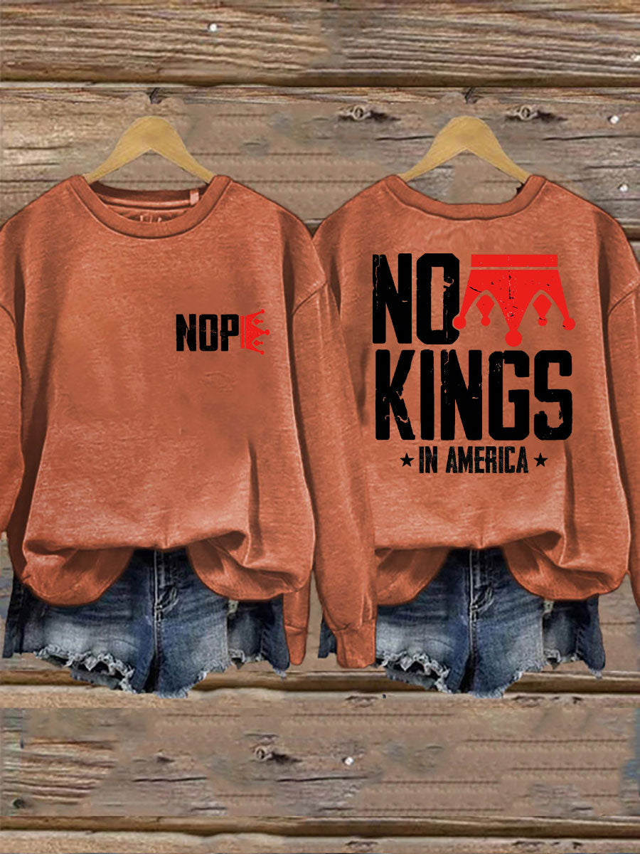 Women's No Kings Printed Casual Sweatshirt