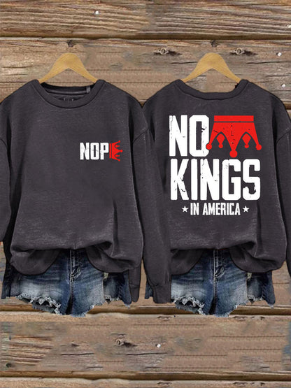Women's No Kings Printed Casual Sweatshirt