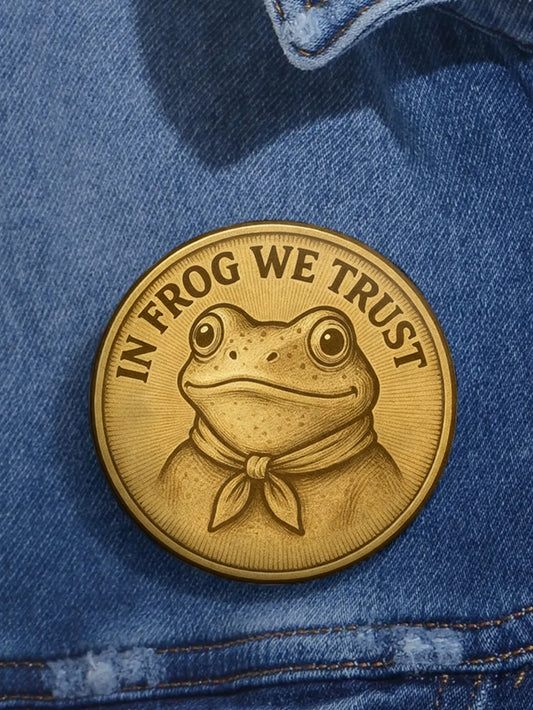 Resist Frog Funny In Frog We Trust Print Broochs
