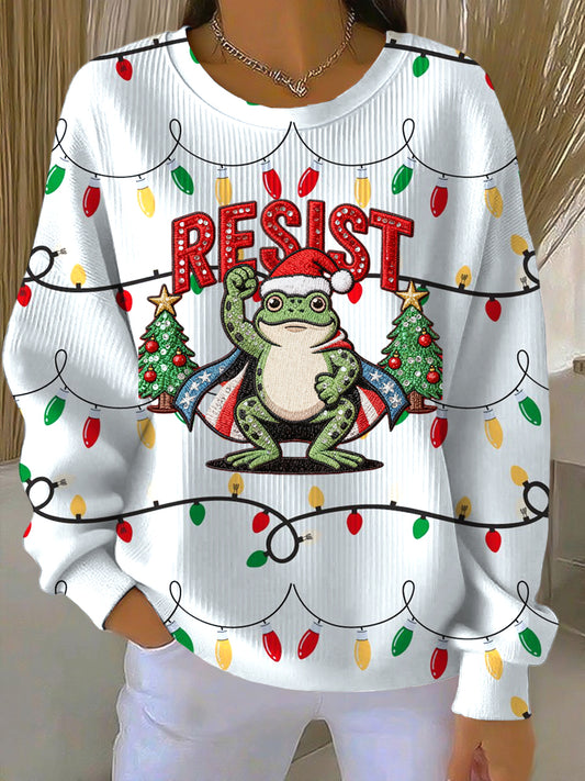 Portland Frog Resists Christmas Lights Casual Pullover