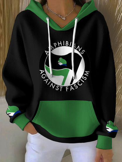 Women's 8647 FDT Resist Frog Printed Hoodie