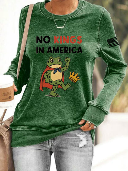 Women's No Kings Resist Frog Print Sweatshirt