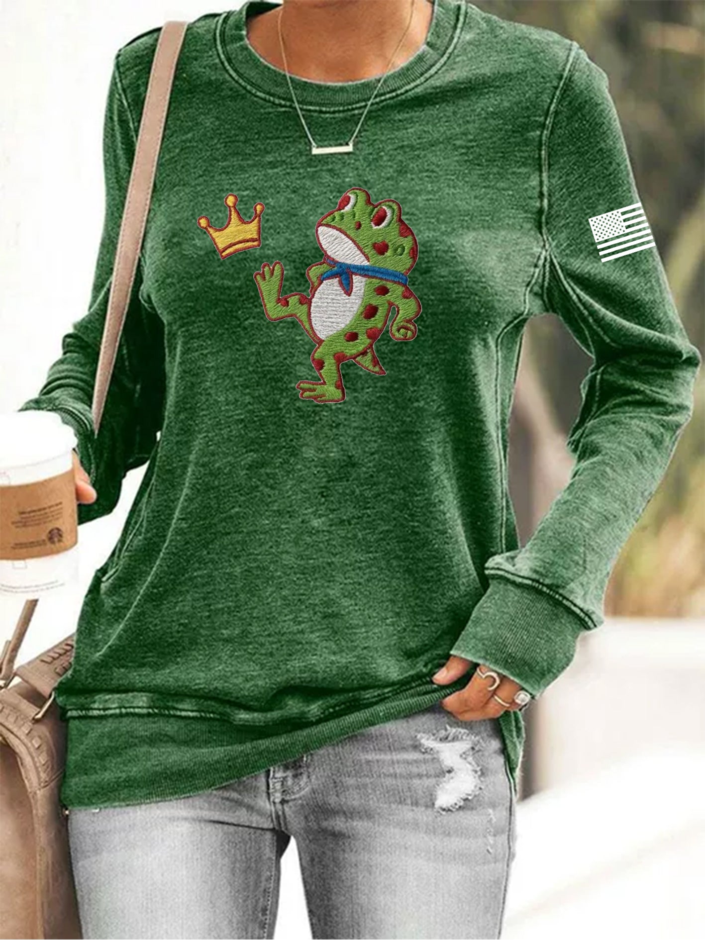 Women's No Kings Resist Frog Print Sweatshirt