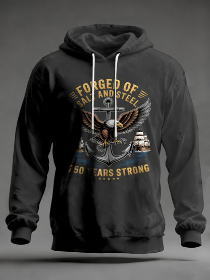 Men's Navy 250th Anniversary Printed Drop-Shoulder Hoodie