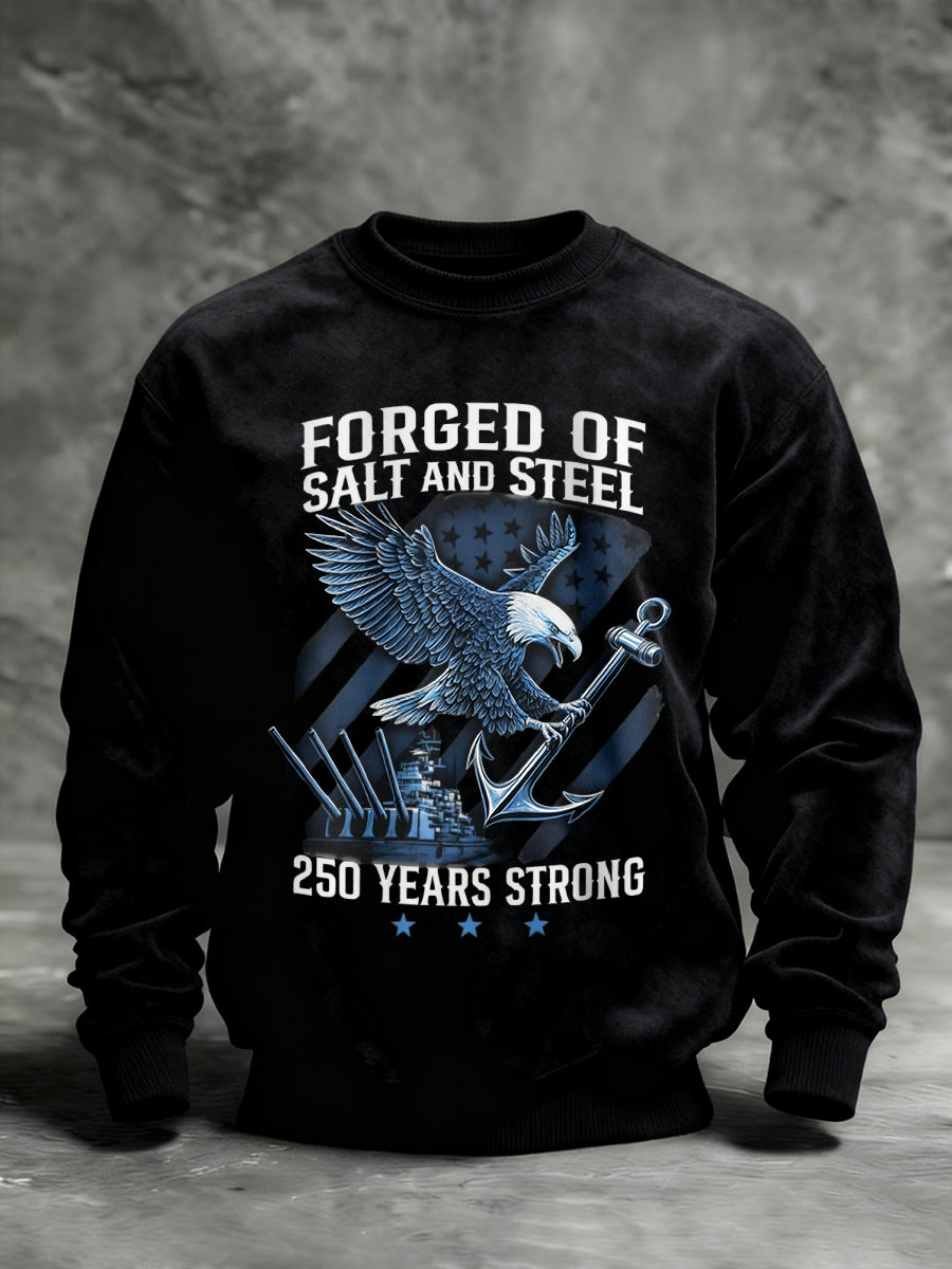 Men's Navy 250th Anniversary Printed Crew Neck Sweatshirt