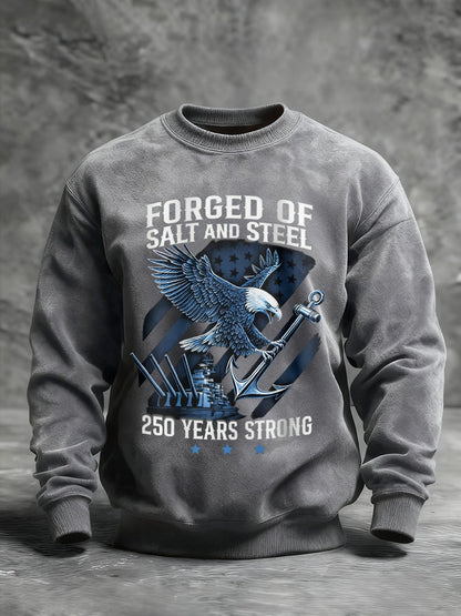 Men's Navy 250th Anniversary Printed Crew Neck Sweatshirt