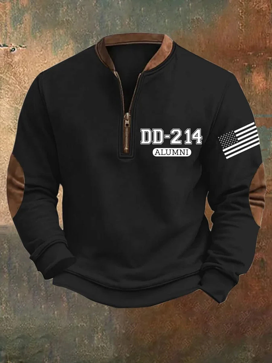 Men's DD-214 Alumni USA Flag Print Casual Sweatshirt