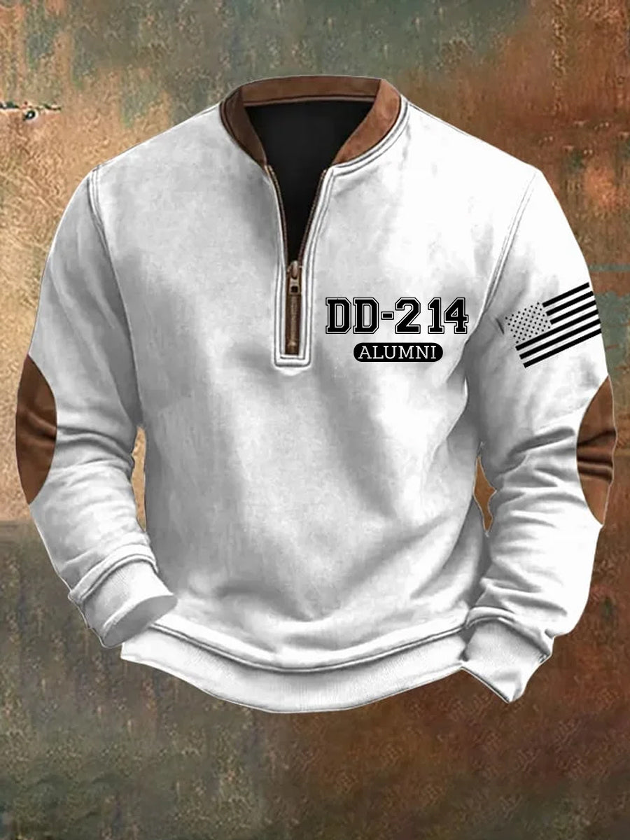 Men's DD-214 Alumni USA Flag Print Casual Sweatshirt