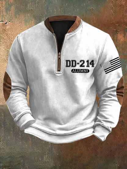 Men's DD-214 Alumni USA Flag Print Casual Sweatshirt