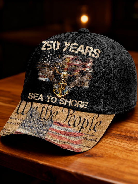 Unisex Navy 250th Anniversary Printed Cap