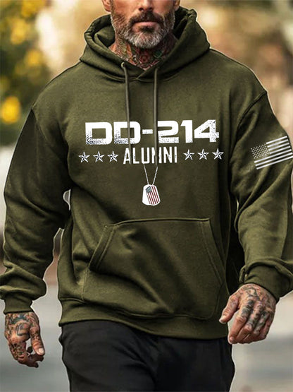 Men's Vintage DD-214 Alumni Veteran Print Casual Hoodie