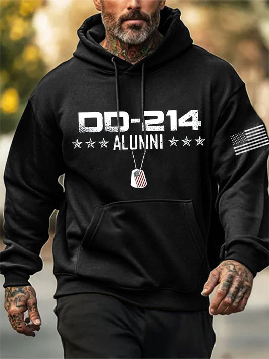 Men's Vintage DD-214 Alumni Veteran Print Casual Hoodie