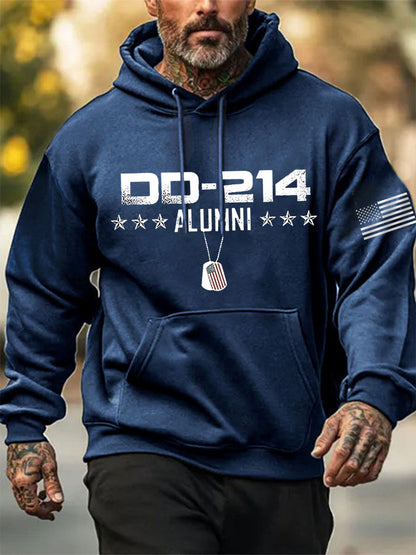 Men's Vintage DD-214 Alumni Veteran Print Casual Hoodie