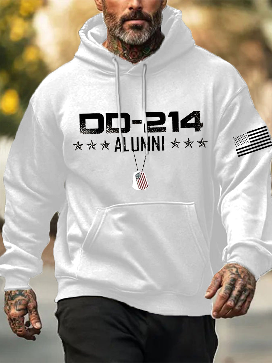 Men's Vintage DD-214 Alumni Veteran Print Casual Hoodie