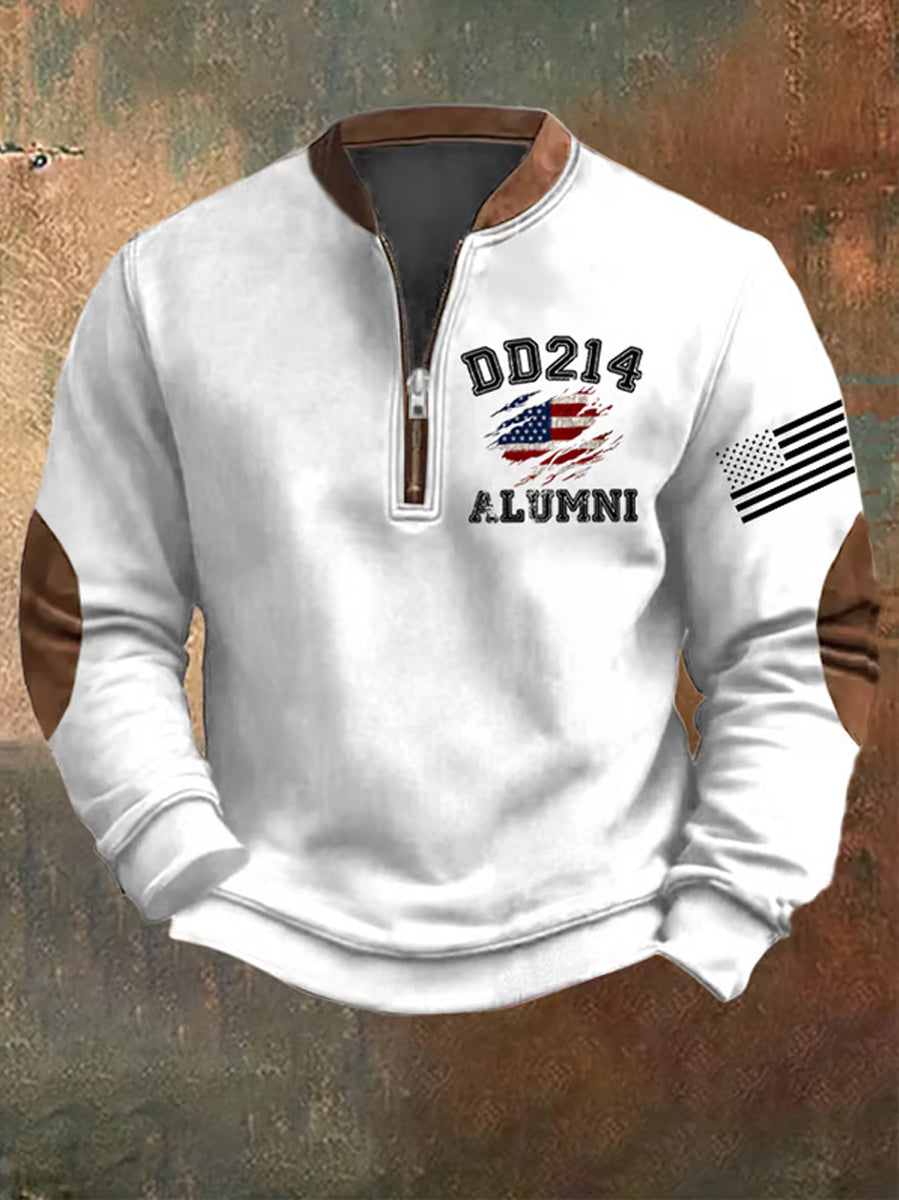 Men's Vintage DD-214 Alumni Veteran Print Casual Sweatshirt