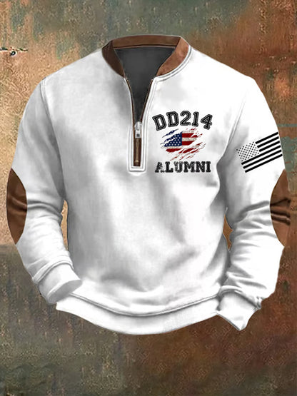 Men's Vintage DD-214 Alumni Veteran Print Casual Sweatshirt